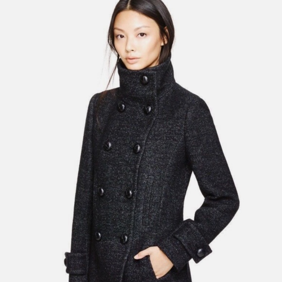 Aritzia T. Babaton Howell Wool Cashmere Double Breast High Collar Peacoat XXS - Picture 2 of 13